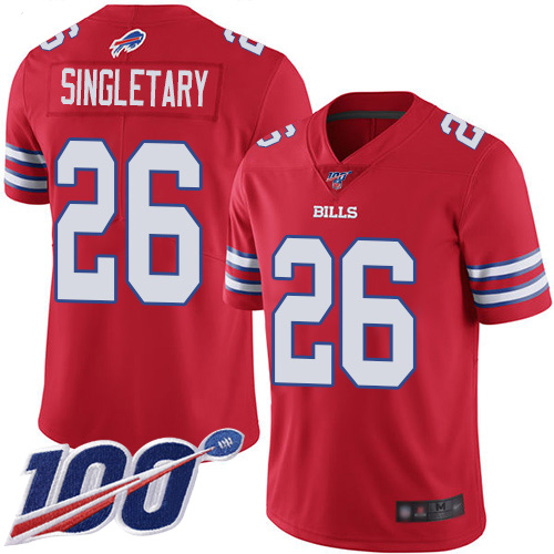 Men Buffalo Bills #26 Devin Singletary Limited Red Rush Vapor Untouchable 100th Season NFL Jersey->buffalo bills->NFL Jersey